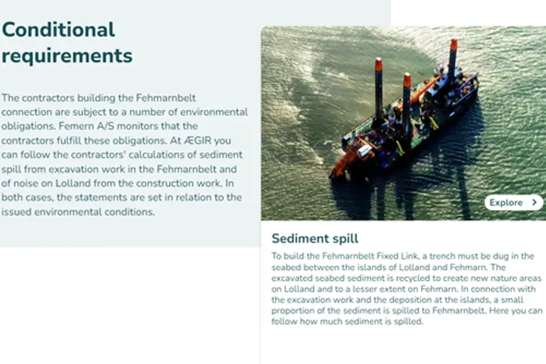 The portal allows users to view calculations of sediment spill as well as data of construction noise on Lolland.