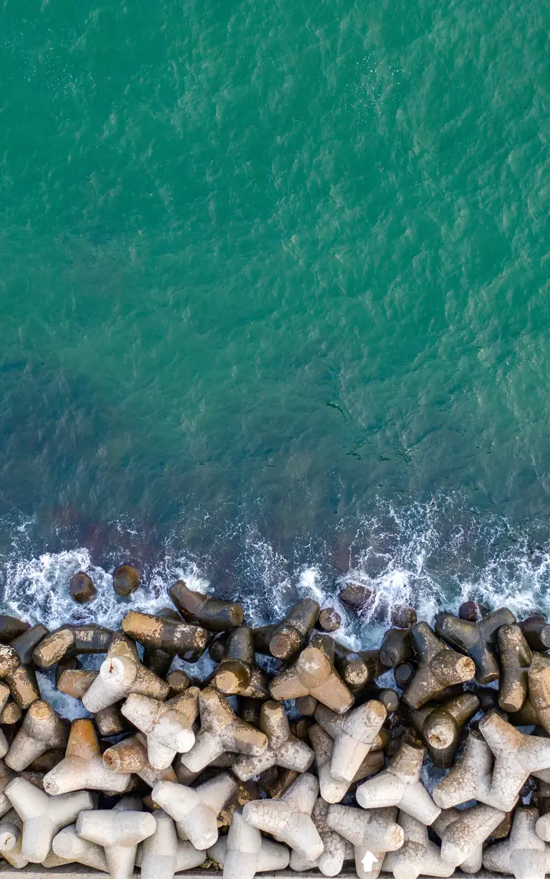 Seacoast with breakwater